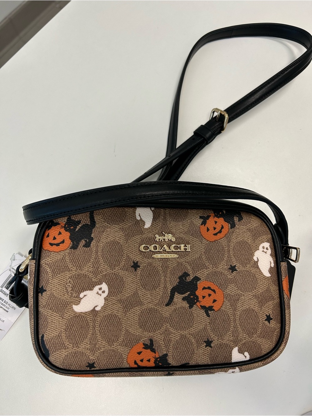 Coach Brown Signature Halloween Crossbody with Black Strap